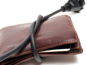 image of a plug around a wallet.